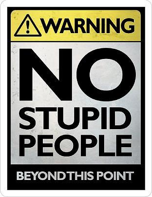 Warning No Stupid People Sticker