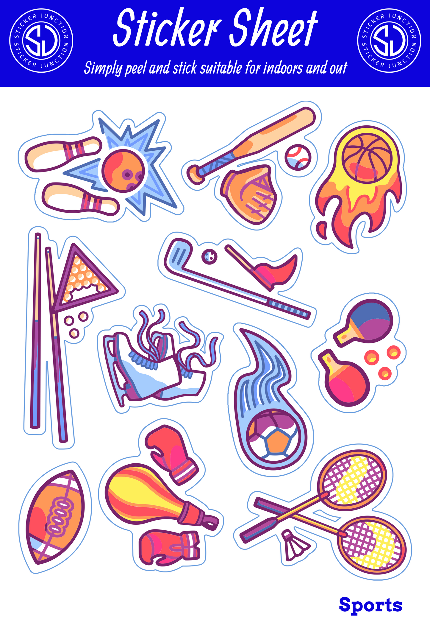 Sports Themed Sticker Sheet